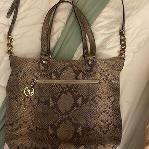 MICHAEL KORS Large Snakeskin Crossbody Satchel